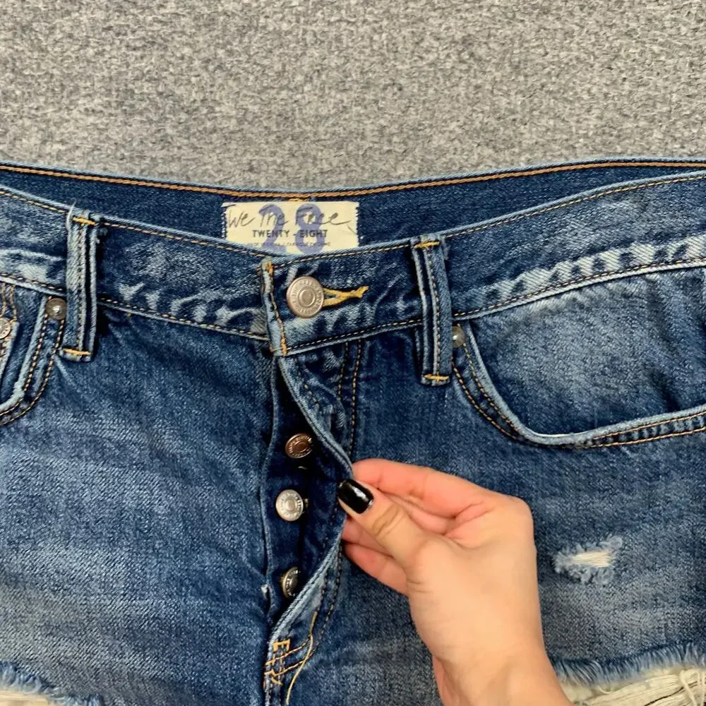 We The Free People Shorts Womens 28 Denim Loving Good Vibrations Micro Mini